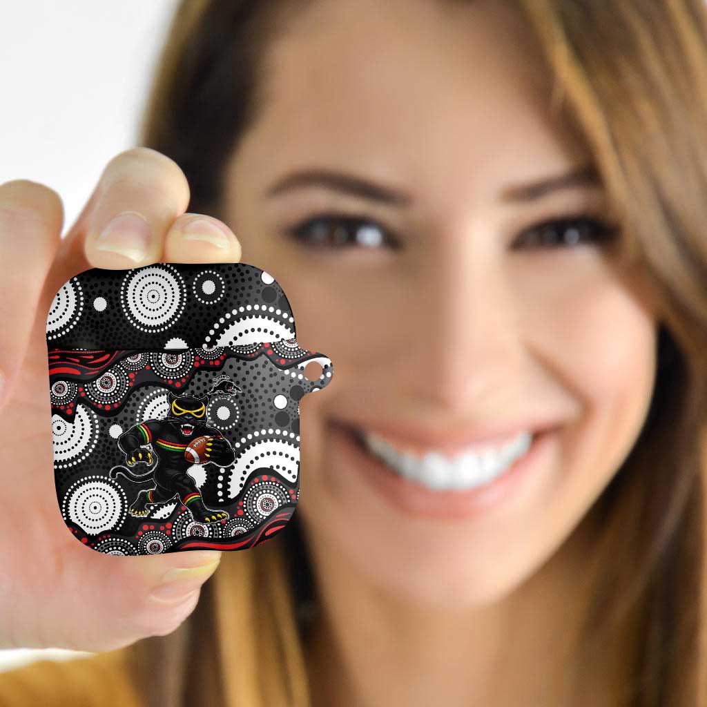Penrith Panthers AirPods Case Aboriginal Dot Pattern - Rugby Mascot Heritage Pride