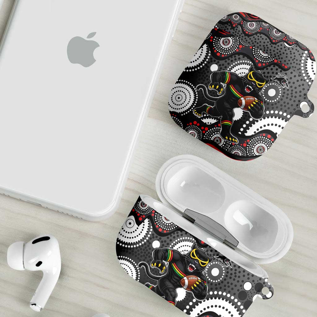 Penrith Panthers AirPods Case Aboriginal Dot Pattern - Rugby Mascot Heritage Pride