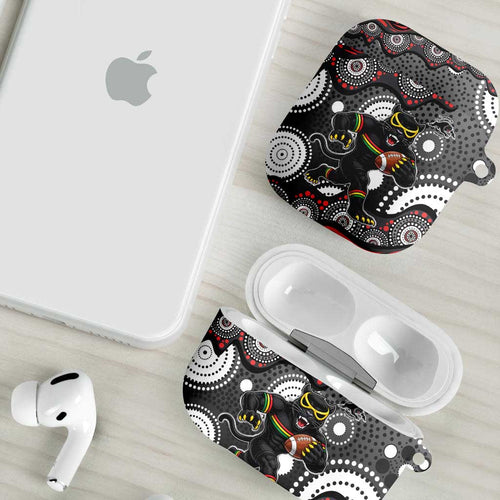Penrith Panthers AirPods Case Aboriginal Dot Pattern - Rugby Mascot Heritage Pride