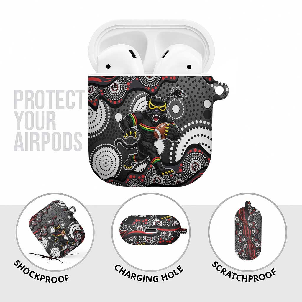 Penrith Panthers AirPods Case Aboriginal Dot Pattern - Rugby Mascot Heritage Pride