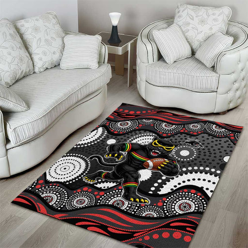 Penrith Panthers Area Rug Aboriginal Dot Pattern - Rugby Mascot Heritage Pride