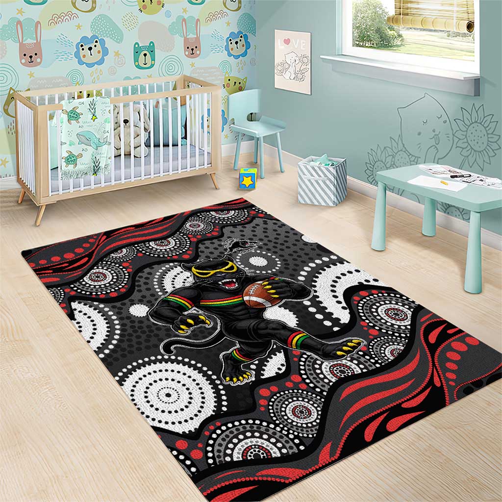 Penrith Panthers Area Rug Aboriginal Dot Pattern - Rugby Mascot Heritage Pride