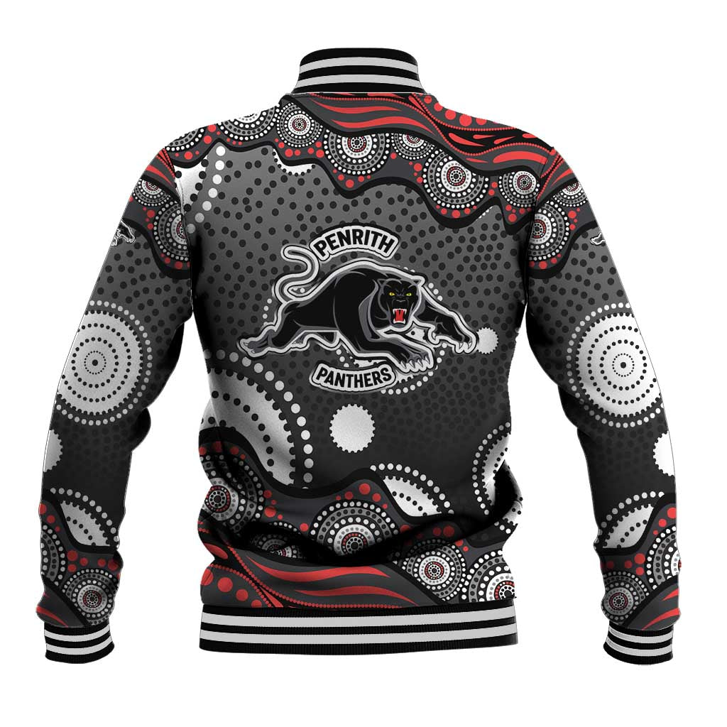 Penrith Panthers Baseball Jacket Aboriginal Dot Pattern - Rugby Mascot Heritage Pride