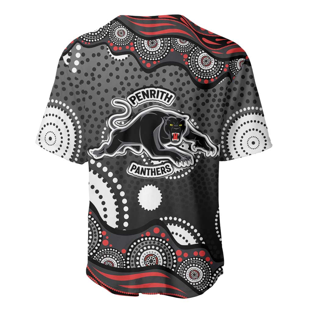 Penrith Panthers Baseball Jersey Aboriginal Dot Pattern - Rugby Mascot Heritage Pride
