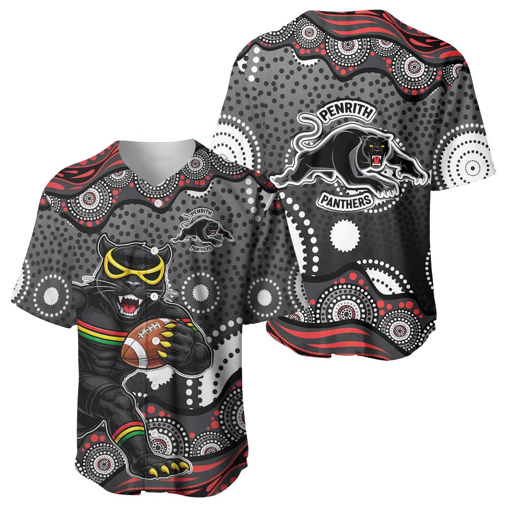 Penrith Panthers Baseball Jersey Aboriginal Dot Pattern - Rugby Mascot Heritage Pride