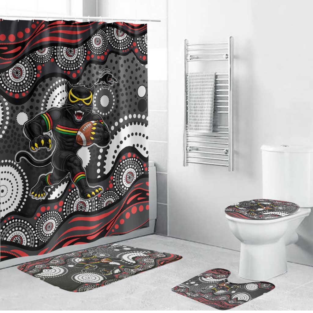 Penrith Panthers Bathroom Set Aboriginal Dot Pattern - Rugby Mascot Heritage Pride