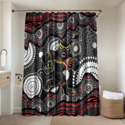 Penrith Panthers Bathroom Set Aboriginal Dot Pattern - Rugby Mascot Heritage Pride