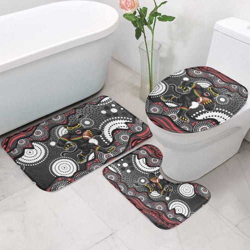 Penrith Panthers Bathroom Set Aboriginal Dot Pattern - Rugby Mascot Heritage Pride