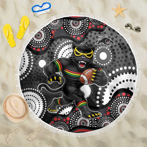 Penrith Panthers Beach Blanket Aboriginal Dot Pattern - Rugby Mascot Heritage Pride