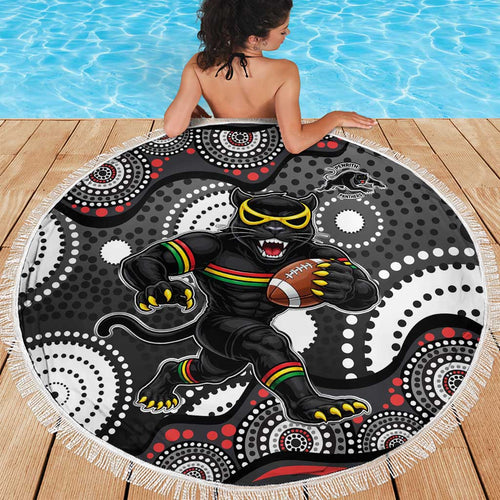 Penrith Panthers Beach Blanket Aboriginal Dot Pattern - Rugby Mascot Heritage Pride