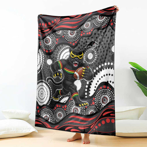 Penrith Panthers Blanket Aboriginal Dot Pattern - Rugby Mascot Heritage Pride