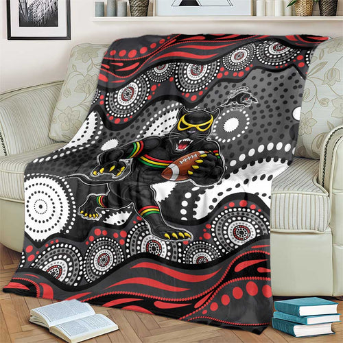 Penrith Panthers Blanket Aboriginal Dot Pattern - Rugby Mascot Heritage Pride