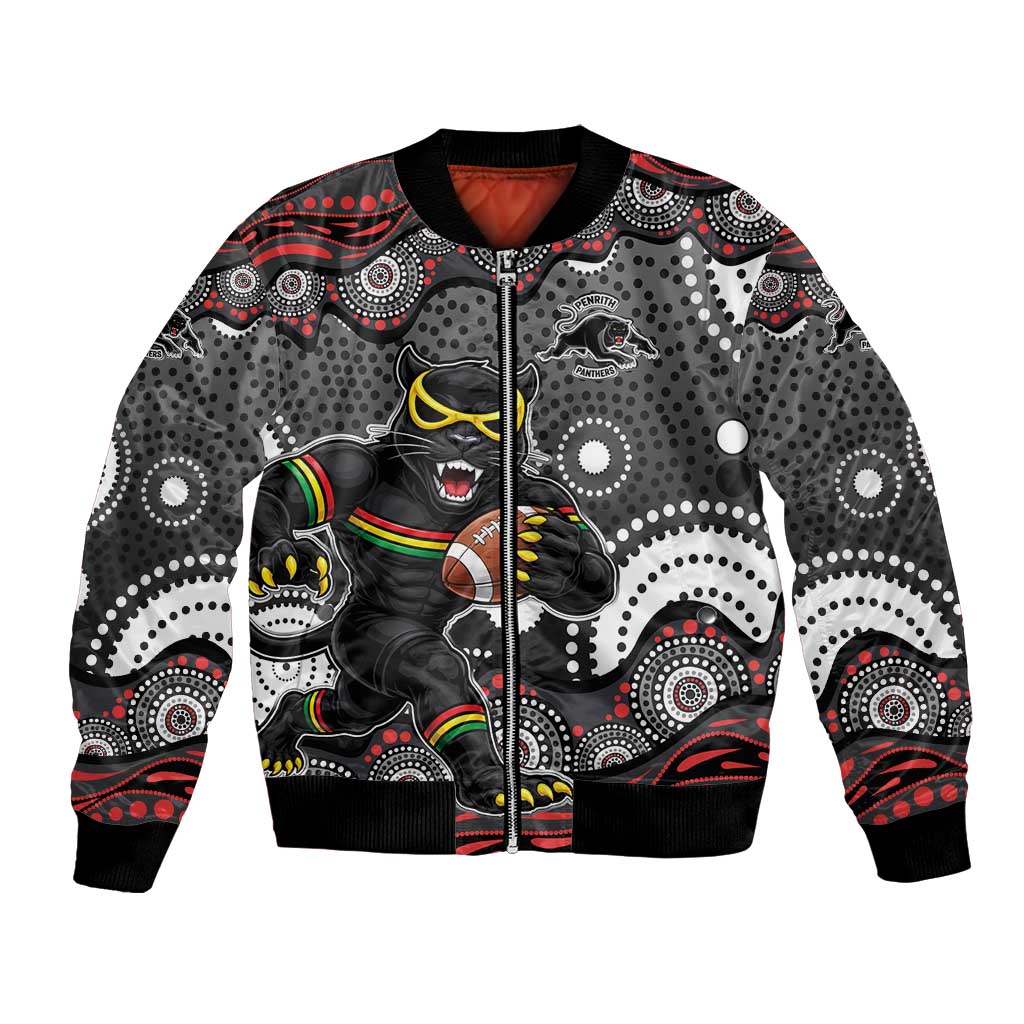 Penrith Panthers Bomber Jacket Aboriginal Dot Pattern - Rugby Mascot Heritage Pride