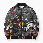 Penrith Panthers Bomber Puffer Jacket Aboriginal Dot Pattern - Rugby Mascot Heritage Pride