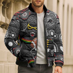 Penrith Panthers Bomber Puffer Jacket Aboriginal Dot Pattern - Rugby Mascot Heritage Pride