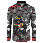 Penrith Panthers Button Sweatshirt Aboriginal Dot Pattern - Rugby Mascot Heritage Pride