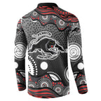 Penrith Panthers Button Sweatshirt Aboriginal Dot Pattern - Rugby Mascot Heritage Pride