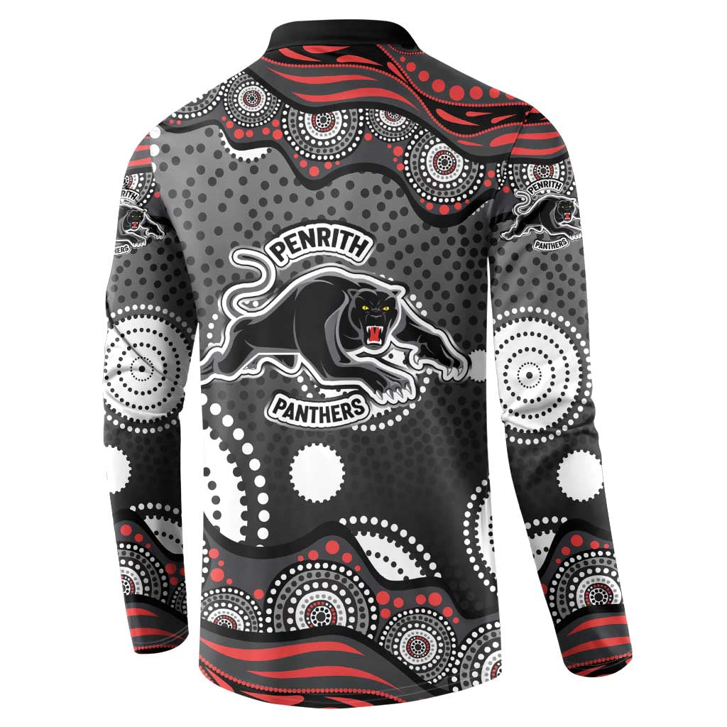Penrith Panthers Button Sweatshirt Aboriginal Dot Pattern - Rugby Mascot Heritage Pride