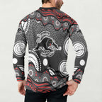 Penrith Panthers Button Sweatshirt Aboriginal Dot Pattern - Rugby Mascot Heritage Pride