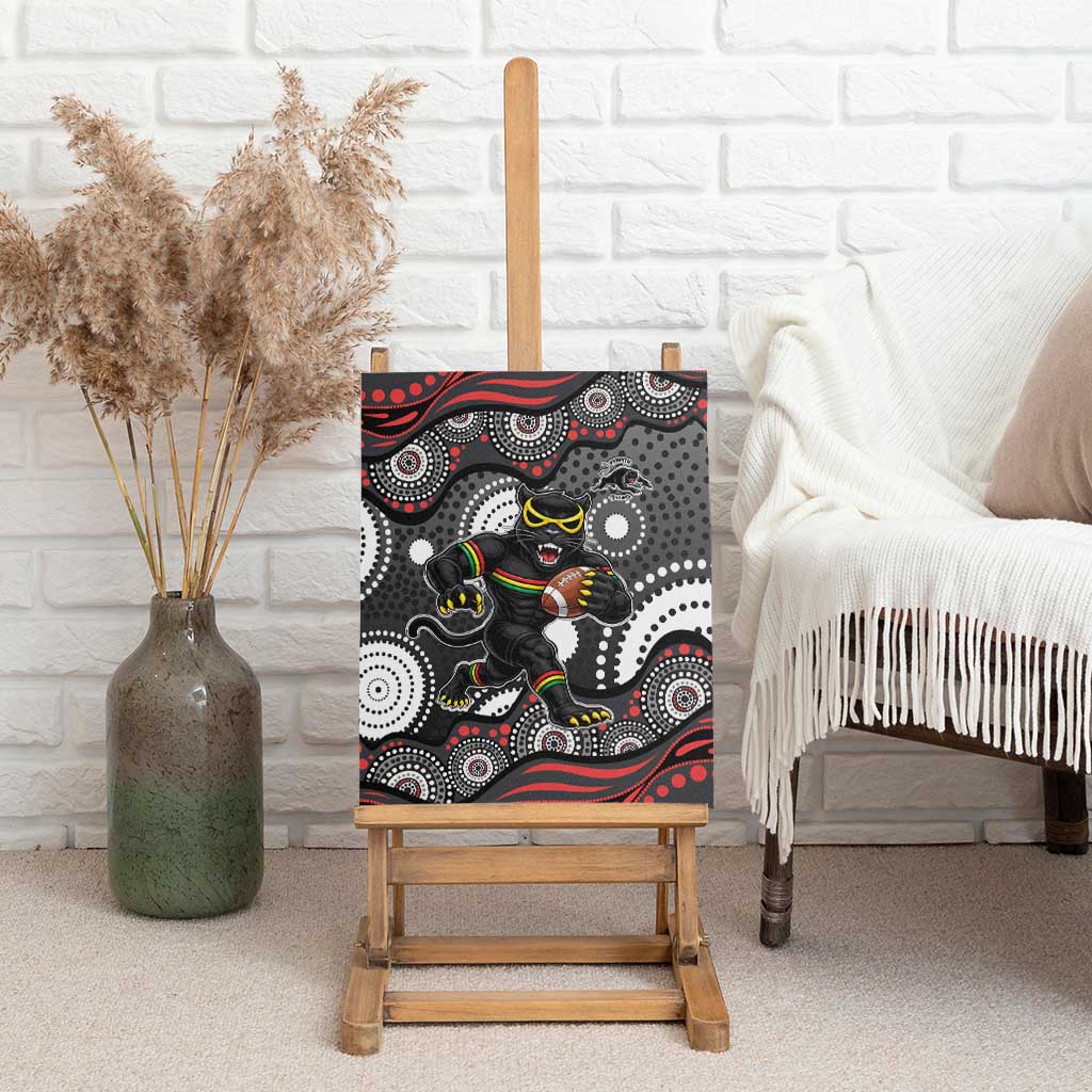 Penrith Panthers Canvas Wall Art Aboriginal Dot Pattern - Rugby Mascot Heritage Pride