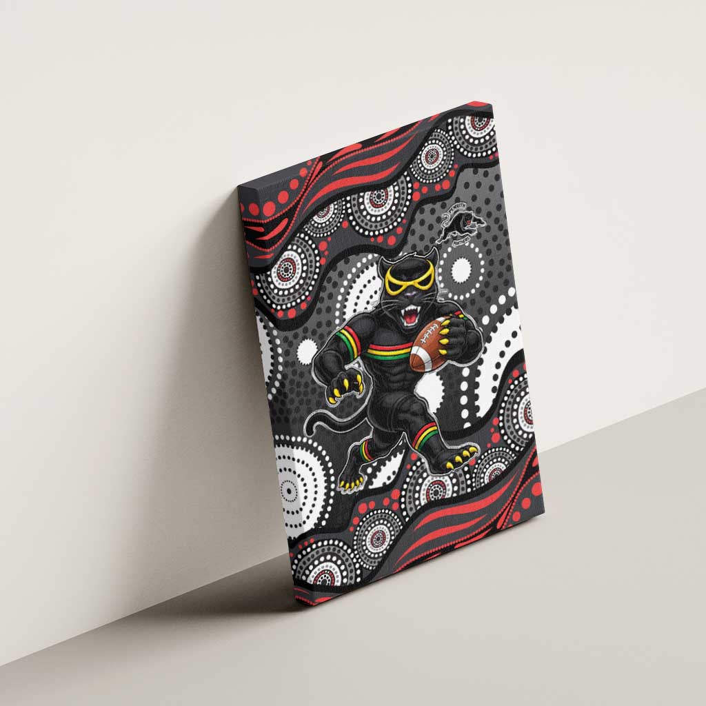 Penrith Panthers Canvas Wall Art Aboriginal Dot Pattern - Rugby Mascot Heritage Pride