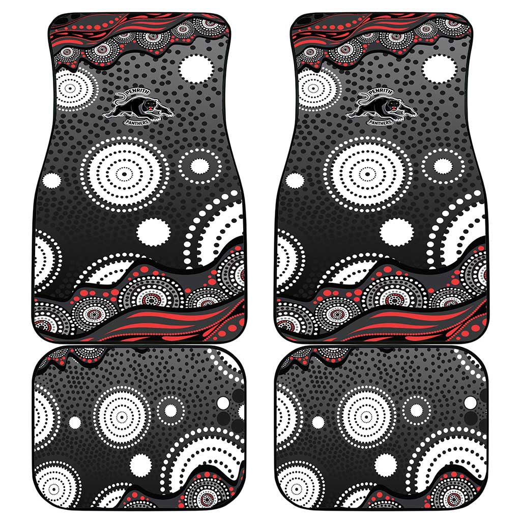 Penrith Panthers Car Mats Aboriginal Dot Pattern - Rugby Mascot Heritage Pride