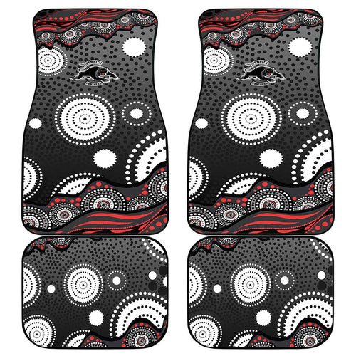 Penrith Panthers Car Mats Aboriginal Dot Pattern - Rugby Mascot Heritage Pride