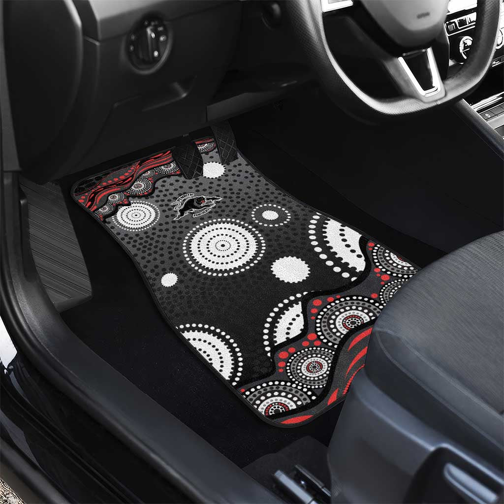 Penrith Panthers Car Mats Aboriginal Dot Pattern - Rugby Mascot Heritage Pride