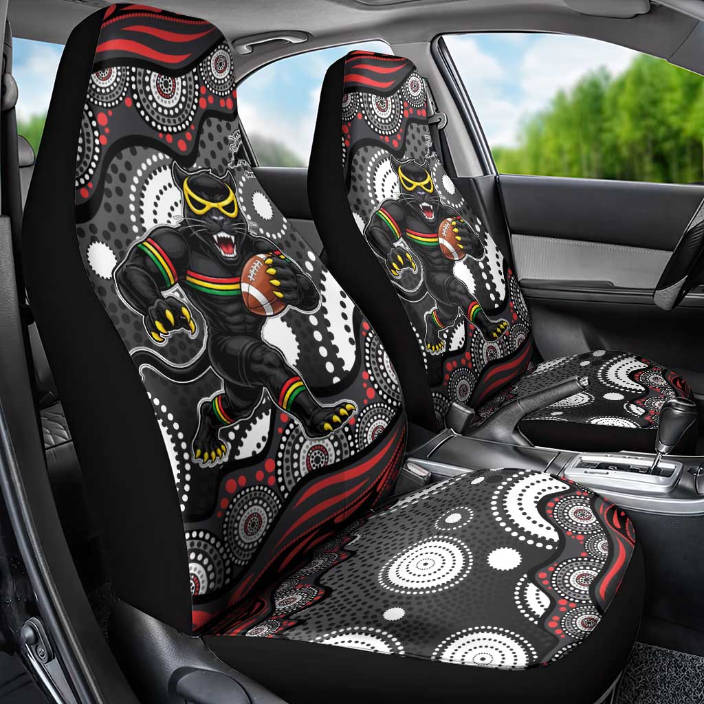 Penrith Panthers Car Seat Cover Aboriginal Dot Pattern - Rugby Mascot Heritage Pride