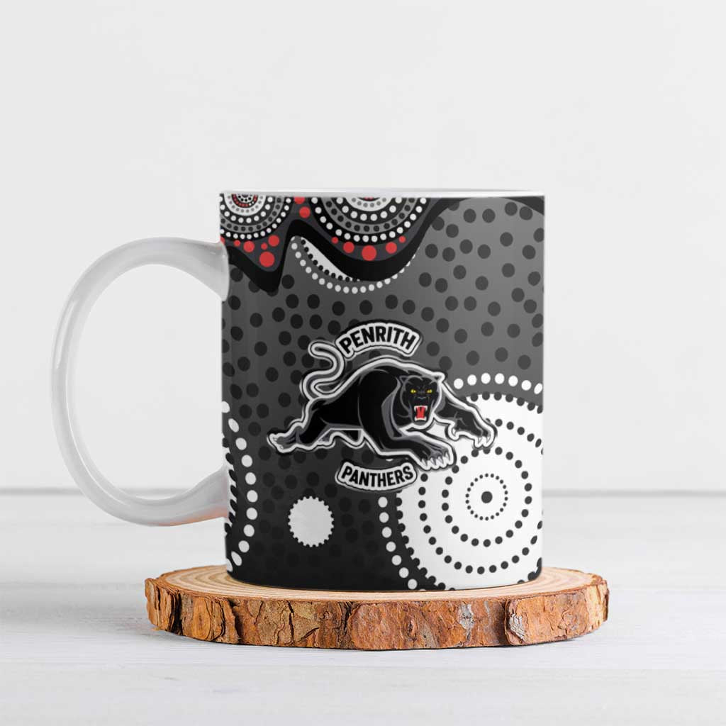 Penrith Panthers Ceramic Mug Aboriginal Dot Pattern - Rugby Mascot Heritage Pride