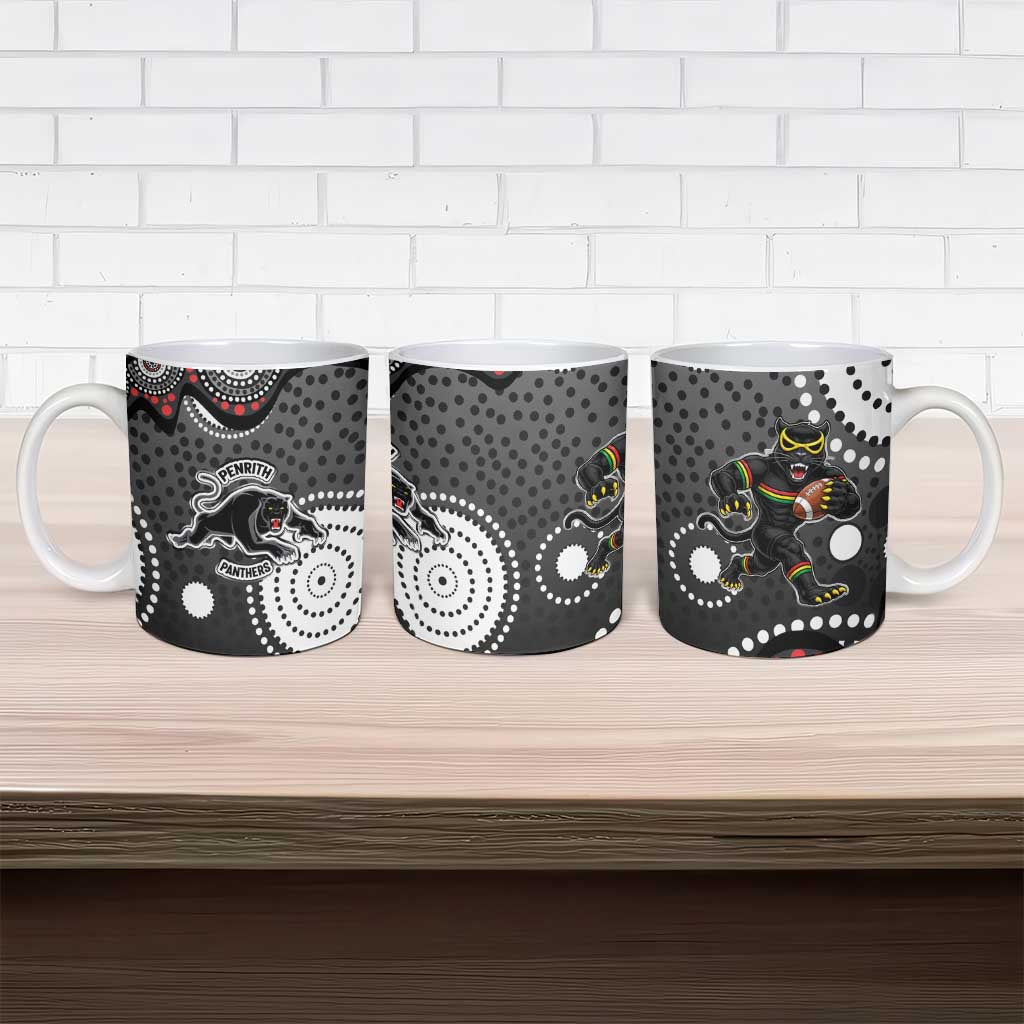 Penrith Panthers Ceramic Mug Aboriginal Dot Pattern - Rugby Mascot Heritage Pride