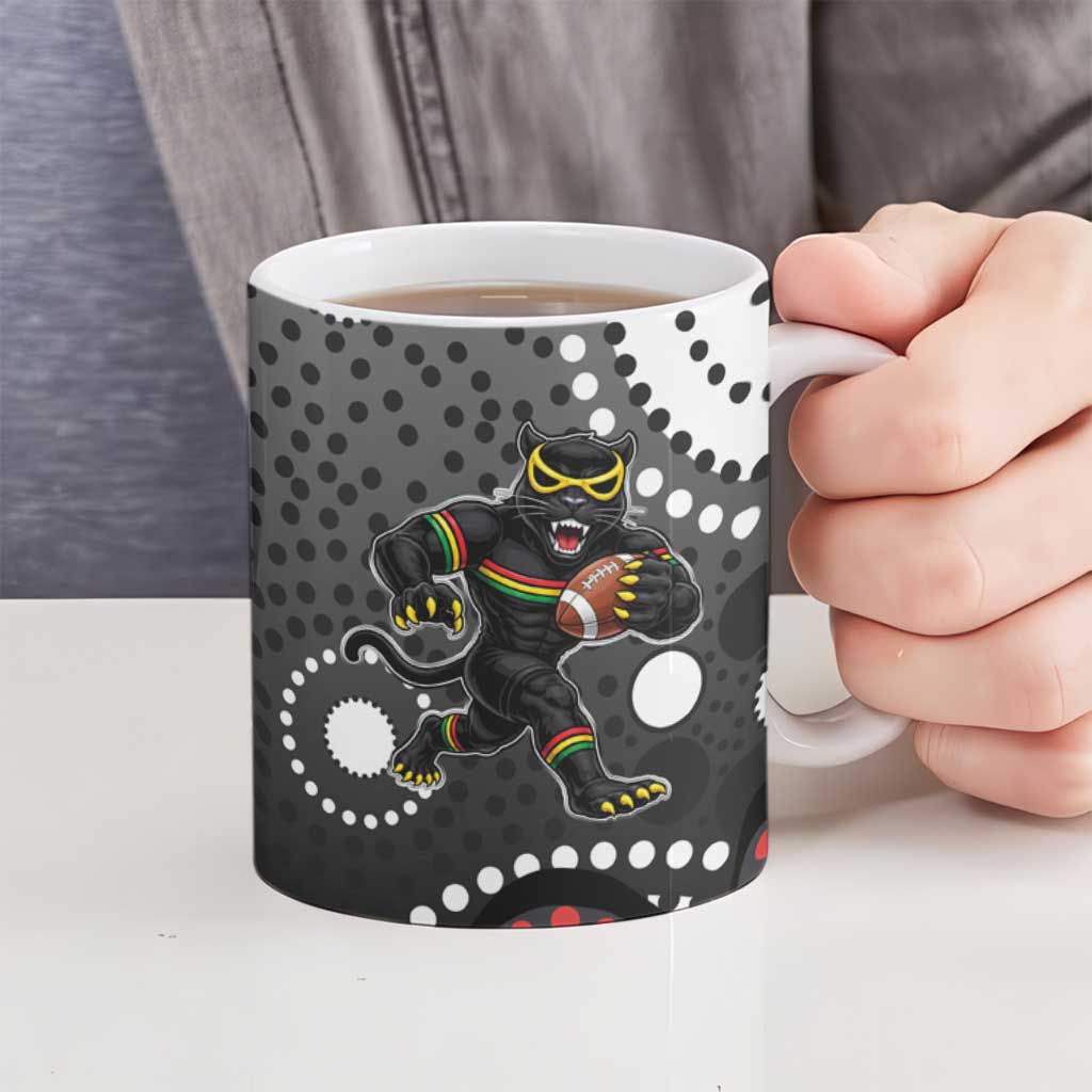 Penrith Panthers Ceramic Mug Aboriginal Dot Pattern - Rugby Mascot Heritage Pride