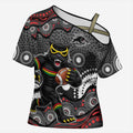 Penrith Panthers Cross Shoulder Shirt Aboriginal Dot Pattern - Rugby Mascot Heritage Pride
