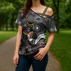 Penrith Panthers Cross Shoulder Shirt Aboriginal Dot Pattern - Rugby Mascot Heritage Pride