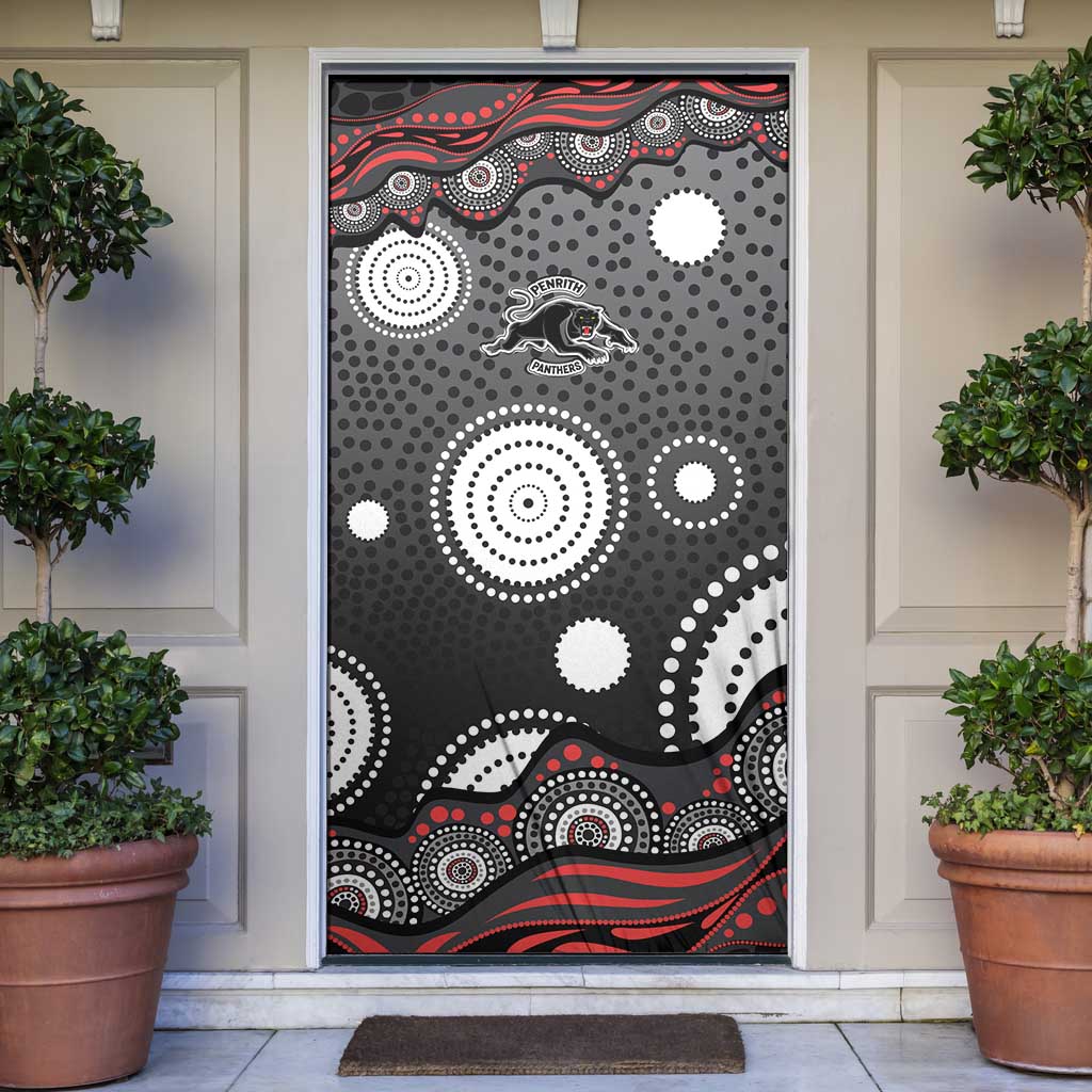 Penrith Panthers Door Cover Aboriginal Dot Pattern - Rugby Mascot Heritage Pride