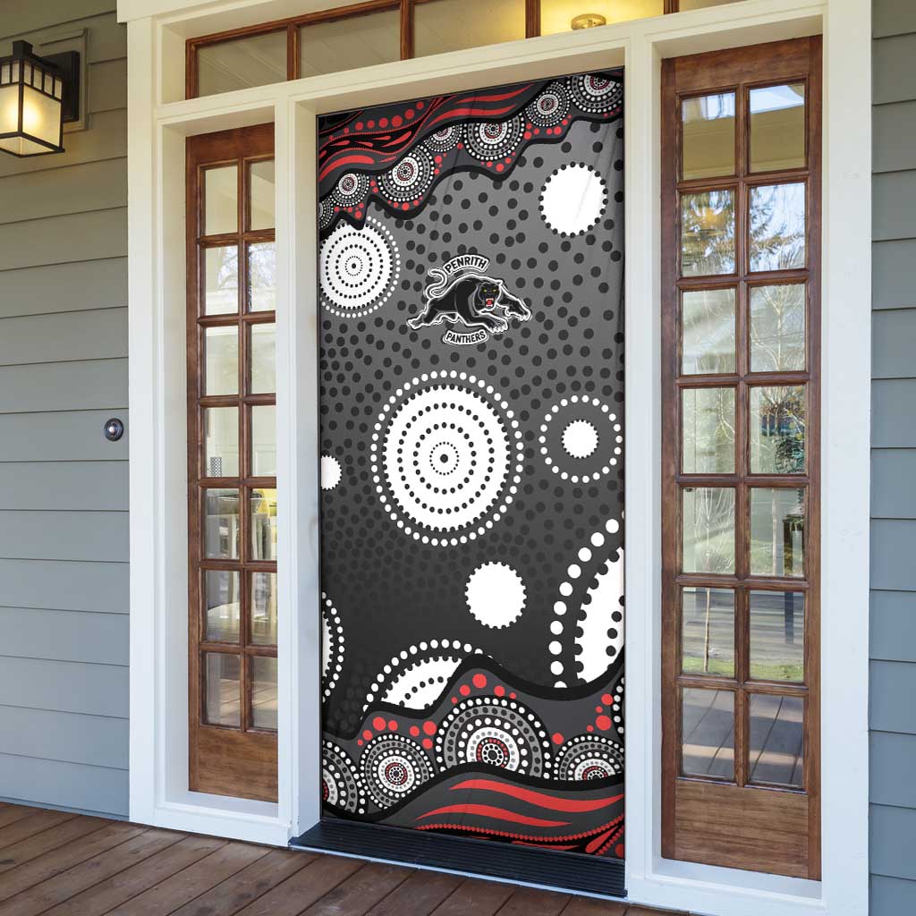 Penrith Panthers Door Cover Aboriginal Dot Pattern - Rugby Mascot Heritage Pride