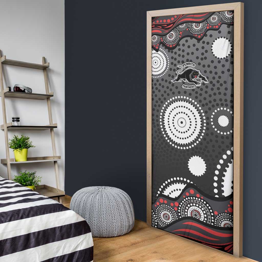 Penrith Panthers Door Cover Aboriginal Dot Pattern - Rugby Mascot Heritage Pride
