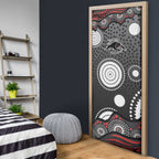 Penrith Panthers Door Cover Aboriginal Dot Pattern - Rugby Mascot Heritage Pride