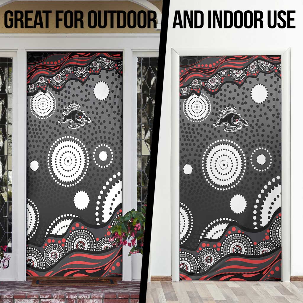 Penrith Panthers Door Cover Aboriginal Dot Pattern - Rugby Mascot Heritage Pride