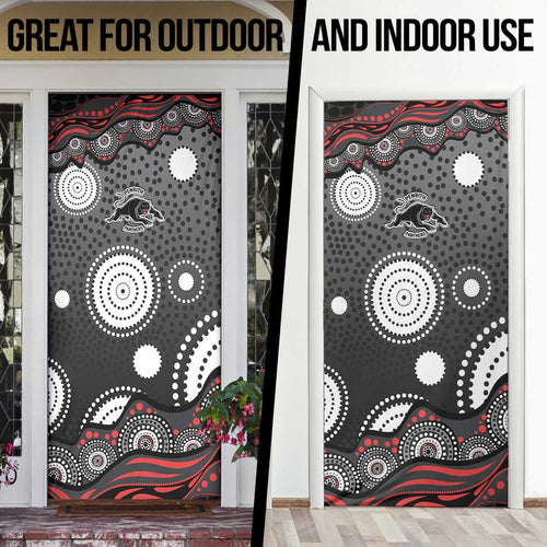Penrith Panthers Door Cover Aboriginal Dot Pattern - Rugby Mascot Heritage Pride