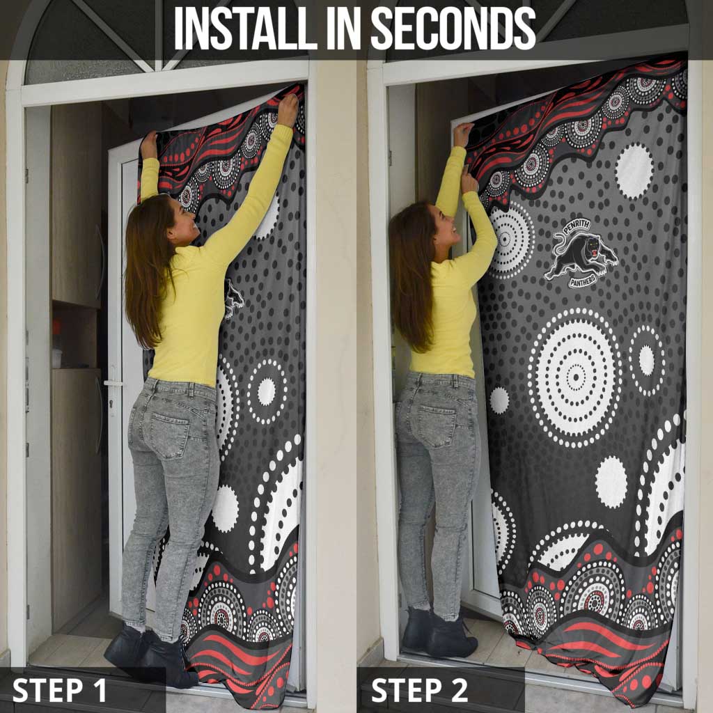 Penrith Panthers Door Cover Aboriginal Dot Pattern - Rugby Mascot Heritage Pride