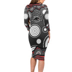 Penrith Panthers Family Matching Long Sleeve Bodycon Dress and Hawaiian Shirt Aboriginal Dot Pattern - Rugby Mascot Heritage Pride