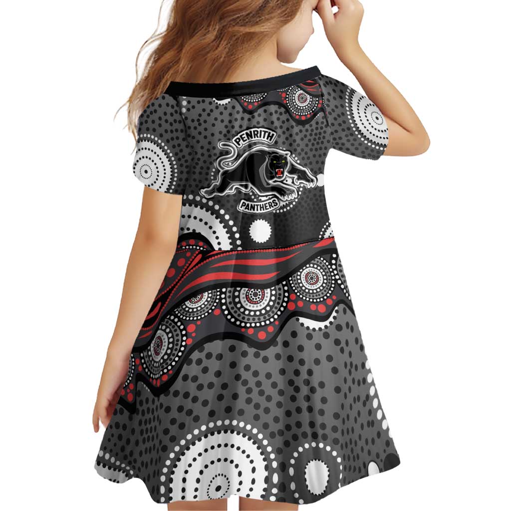 Penrith Panthers Family Matching Mermaid Dress and Hawaiian Shirt Aboriginal Dot Pattern - Rugby Mascot Heritage Pride