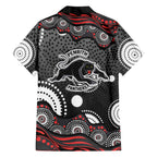 Penrith Panthers Family Matching Off The Shoulder Long Sleeve Dress and Hawaiian Shirt Aboriginal Dot Pattern - Rugby Mascot Heritage Pride