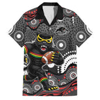Penrith Panthers Family Matching Off Shoulder Maxi Dress and Hawaiian Shirt Aboriginal Dot Pattern - Rugby Mascot Heritage Pride