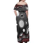 Penrith Panthers Family Matching Off Shoulder Maxi Dress and Hawaiian Shirt Aboriginal Dot Pattern - Rugby Mascot Heritage Pride
