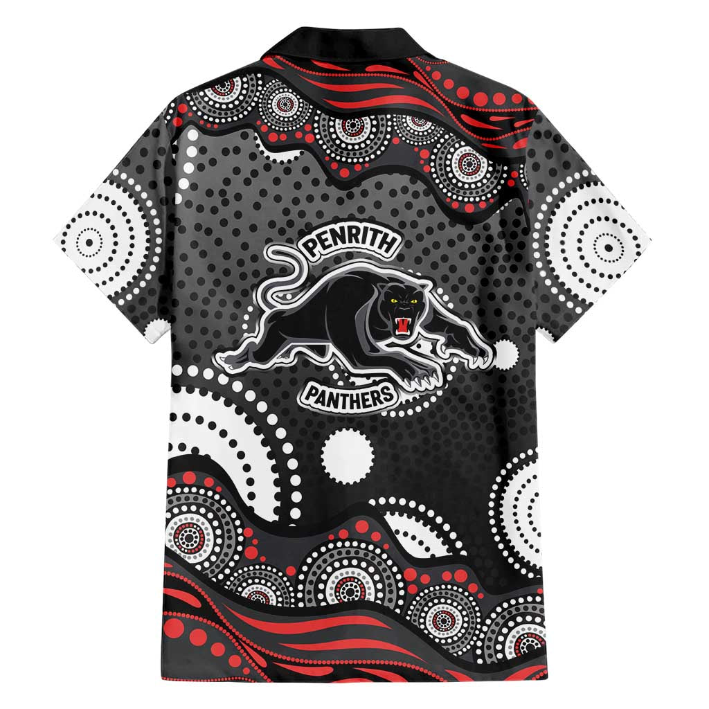 Penrith Panthers Family Matching Puletasi and Hawaiian Shirt Aboriginal Dot Pattern - Rugby Mascot Heritage Pride