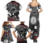 Penrith Panthers Family Matching Summer Maxi Dress and Hawaiian Shirt Aboriginal Dot Pattern - Rugby Mascot Heritage Pride