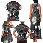 Penrith Panthers Family Matching Tank Maxi Dress and Hawaiian Shirt Aboriginal Dot Pattern - Rugby Mascot Heritage Pride