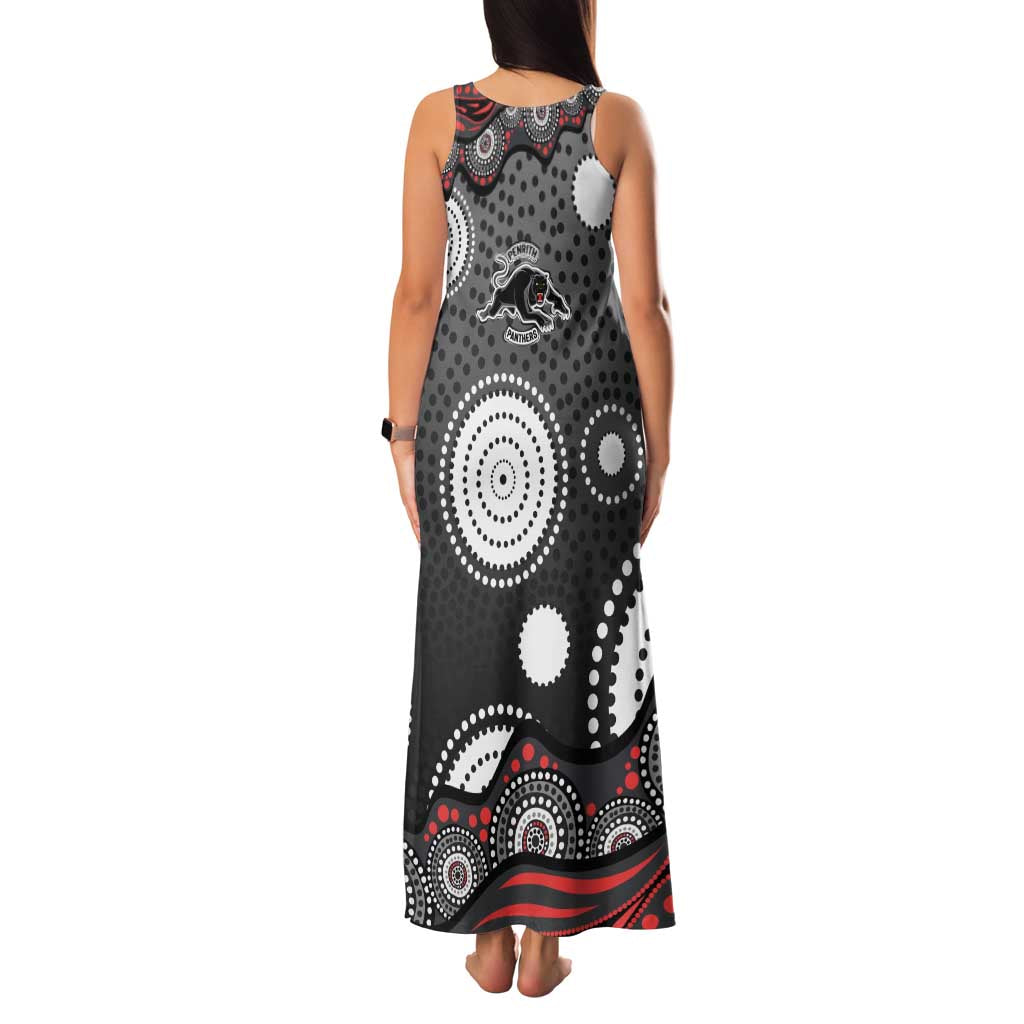 Penrith Panthers Family Matching Tank Maxi Dress and Hawaiian Shirt Aboriginal Dot Pattern - Rugby Mascot Heritage Pride